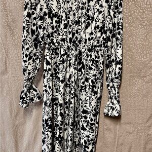 Elegant Black and White Floral Dress